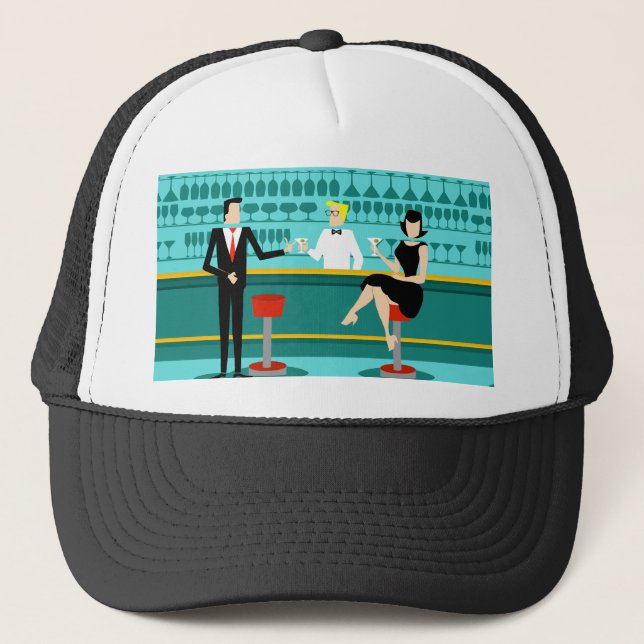 Retro Cocktail Lounge Trucker Hat (Front)