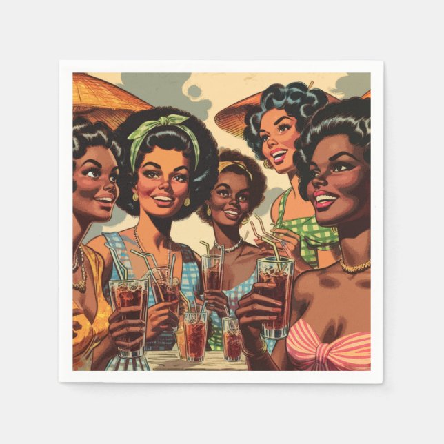 Retro Cocktail Party Girls Napkin (Front)