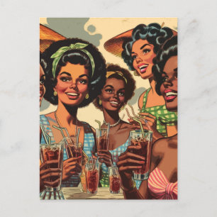 Retro Cocktail Party Girls Postcard