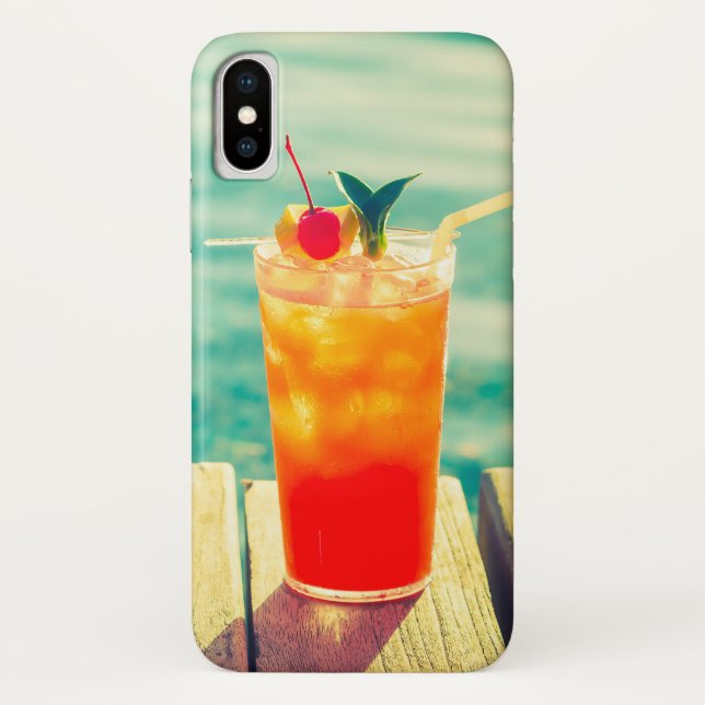 Retro cocktail sunset pool bar Case-Mate iPhone case (Back)
