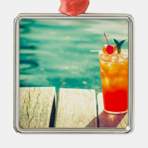 Retro cocktail sunset pool bar metal tree decoration