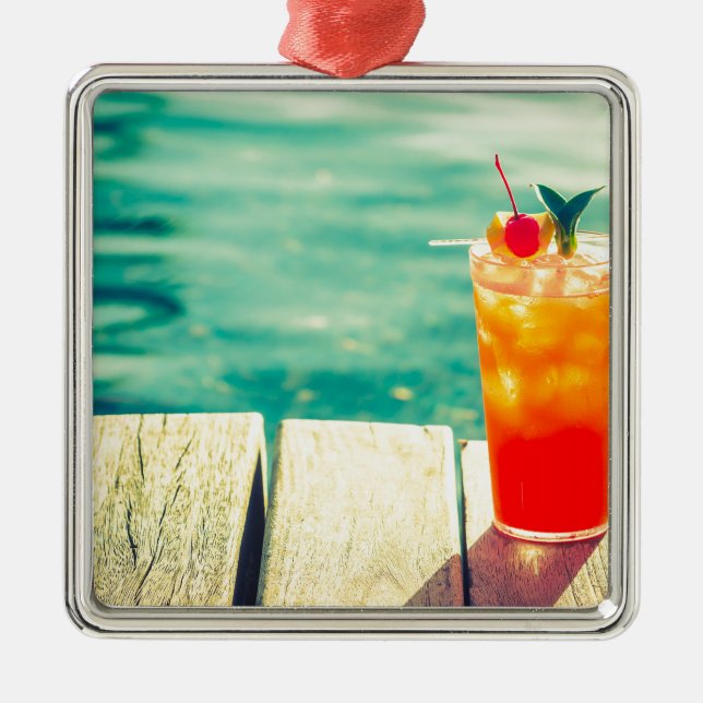 Retro cocktail sunset pool bar metal tree decoration (Front)