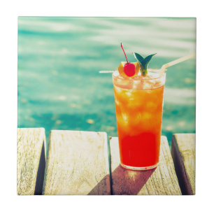 Retro cocktail sunset pool bar tile