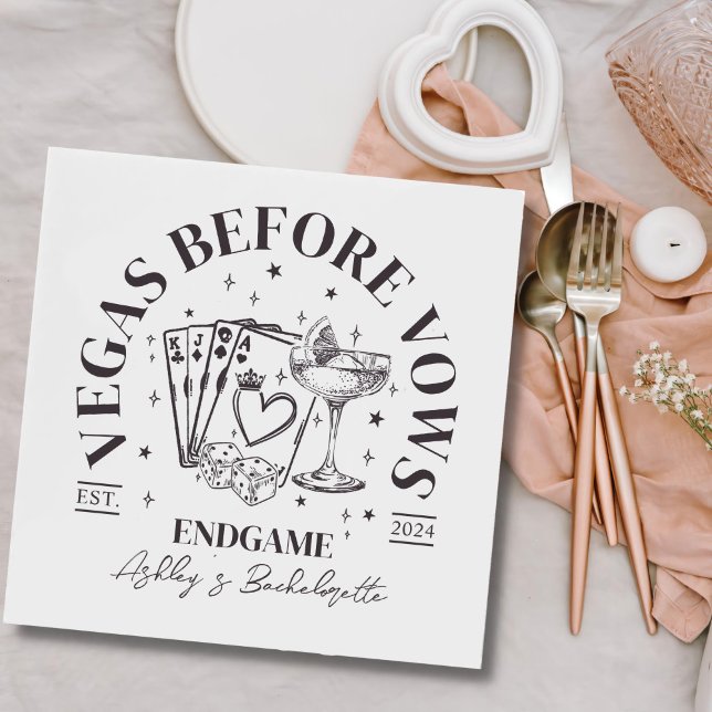 Retro Cocktails Black Bachelorette Party Napkin (Creator Uploaded)