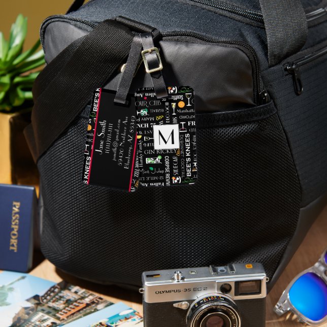 Retro Cocktails Luggage Tag (Front & Back)