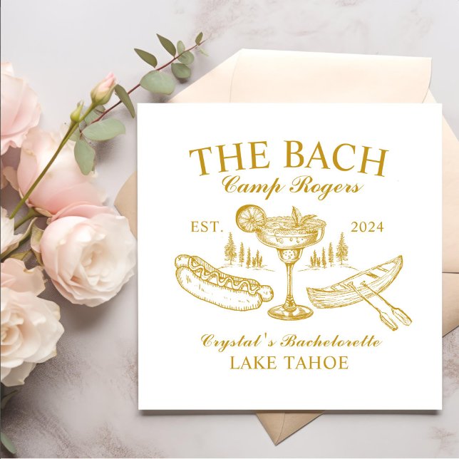 Retro Cocktails The Bach Yellow Bachelorette Party Napkin (Creator Uploaded)