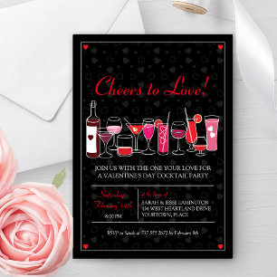 Retro Cocktails Valentines Day Party Invitation