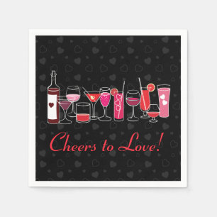 Retro Cocktails Valentines Day Party Napkin