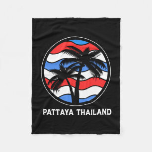 Retro coco palm tree tropical beach pattaya fleece blanket