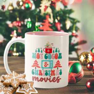 Retro Cocoa and Christmas Movies Holiday Two-Tone Coffee Mug