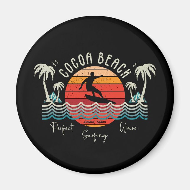 Retro Cocoa Beach Magnet (Front)