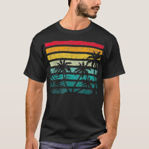 Retro Coconut Palm Trees Beach Exotic Tropical Sum T-Shirt