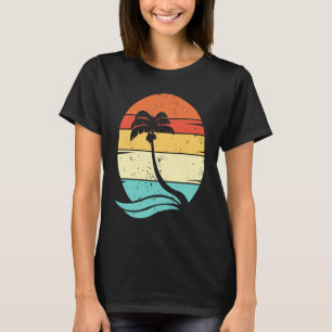 Retro Coconut Tree Vintage Sunset Palm Beach For H T-Shirt