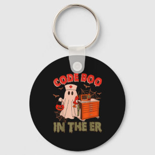 Retro Code Boo In The Er Icu Nurses Boo-jee Ghost  Key Ring