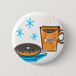 Retro Coffee and Doughnut 6 Cm Round Badge