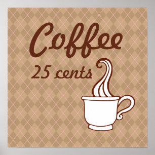 Retro Coffee Art Poster Print