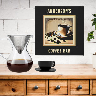 Retro Coffee Bar Faux Canvas Print