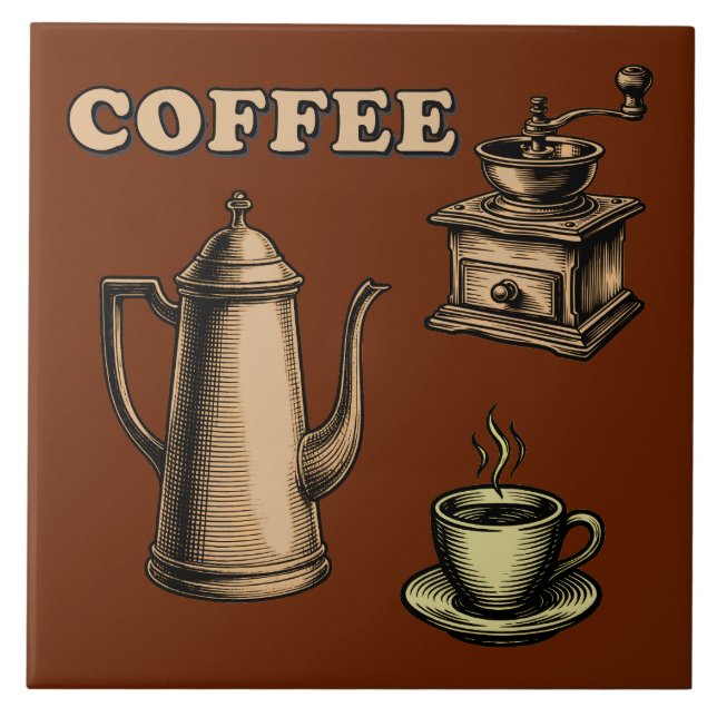 Retro Coffee Cafe Pattern Tile (Front)