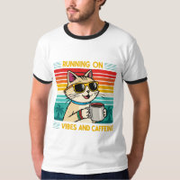 Retro Coffee Cat Vibes - Caffeine Lover Men's
