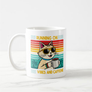 Retro Coffee Cat Vibes - Funny Caffeine Lover Mug