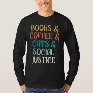 Retro Coffee Cats Cat Owners Books T-Shirt