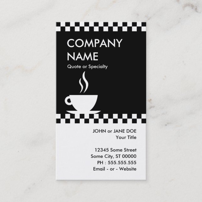 retro coffee checkers business card (Front)