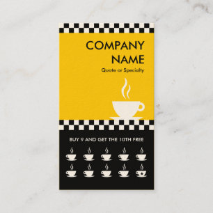 retro coffee checkers punchcard loyalty card