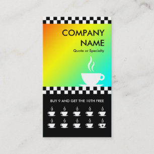 retro coffee checkers punchcard loyalty card