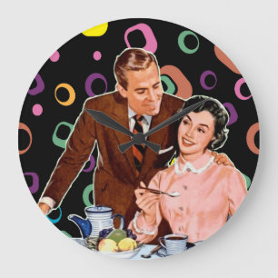 RETRO COFFEE COUPLE KITSCH CLOCK