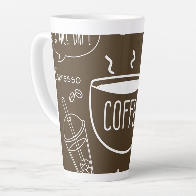 Retro Coffee Cup Pattern Mug – Perfect for Barista (Left Angle)