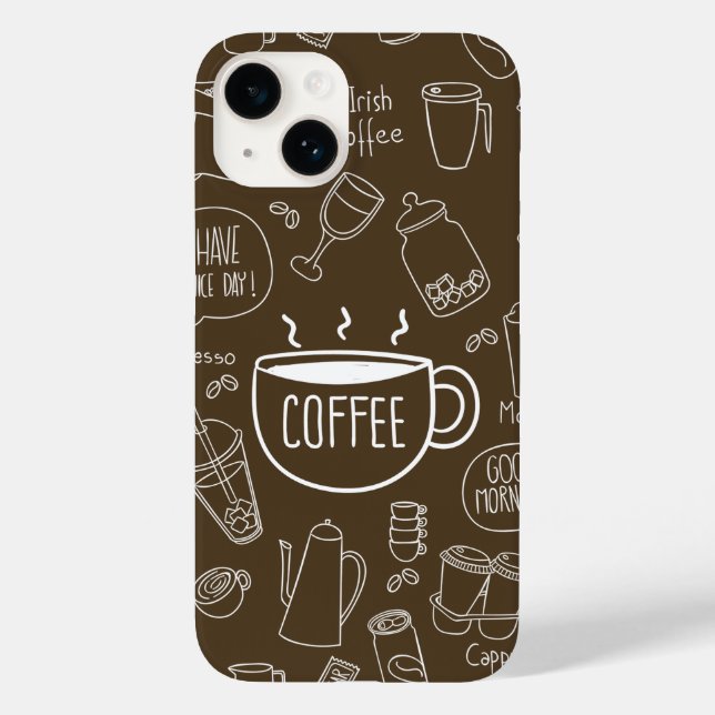 Retro Coffee Cup Pattern Mug – Perfect for Barista Case-Mate iPhone Case (Back)