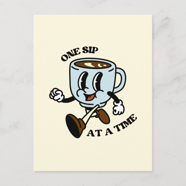 Retro Coffee Cup Slogan Postcard (Front)