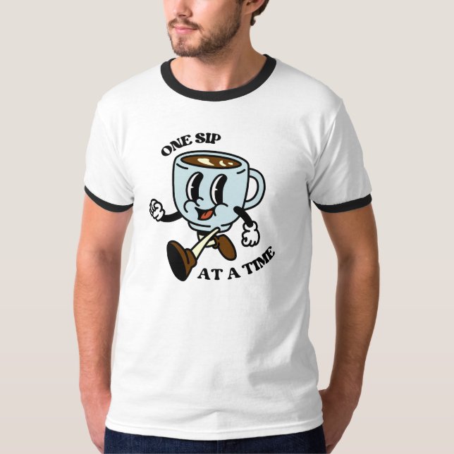 Retro Coffee Cup Slogan T-Shirt (Front)