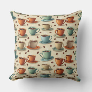 Retro Coffee Cups Cushion