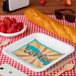 Retro Coffee Design Paper Plate