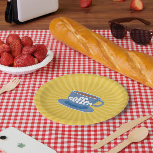 Retro Coffee Design Paper Plate