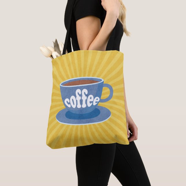 Retro Coffee Design Tote Bag (Close Up)