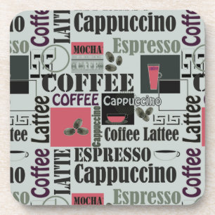 retro coffee kitchen pattern for espresso latte  coaster