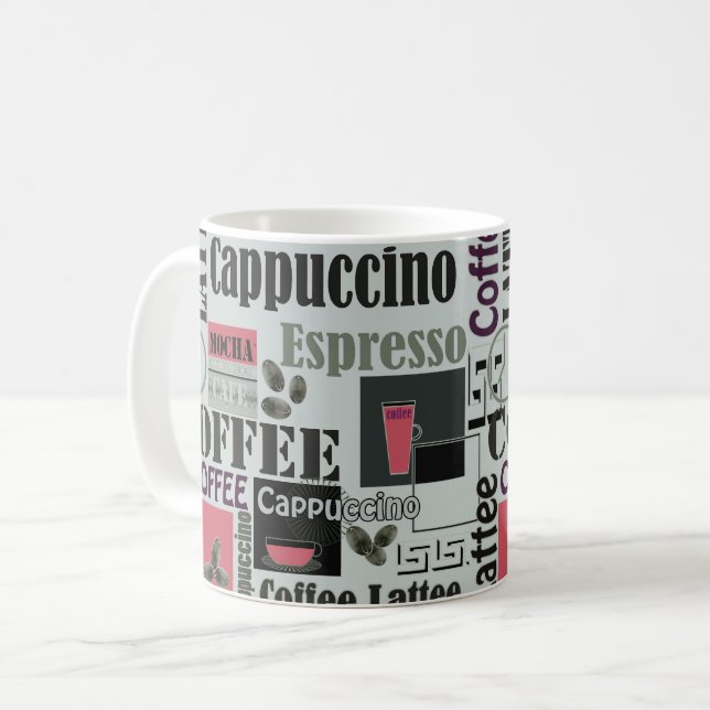retro coffee kitchen pattern for espresso latte  mug (Front Left)