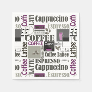 retro coffee kitchen pattern for espresso latte napkin