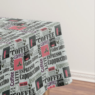 retro coffee kitchen pattern for espresso latte  tablecloth