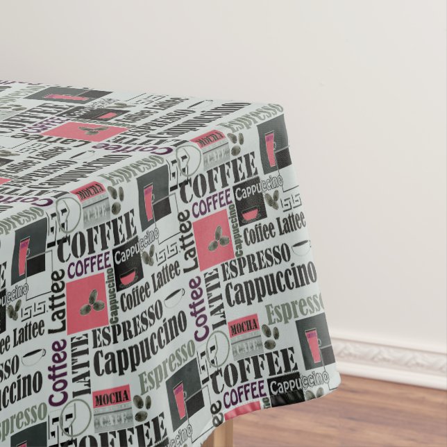 retro coffee kitchen pattern for espresso latte  tablecloth (In Situ)