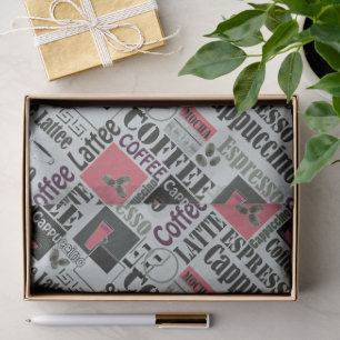 retro coffee kitchen pattern for espresso latte tissue paper
