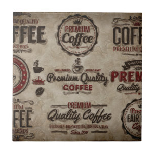 Retro Coffee Labels for Coffee Lovers Tile