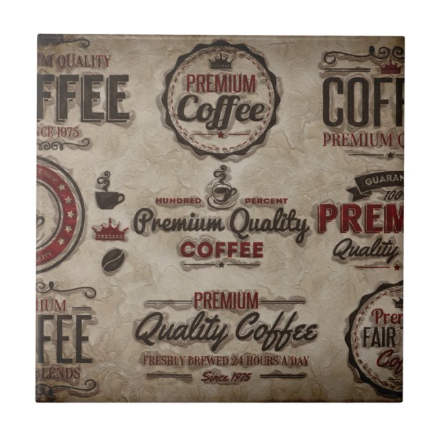 Retro Coffee Labels for Coffee Lovers Tile (Front)