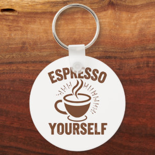 Retro Coffee Lover Motivational Quote Key Ring