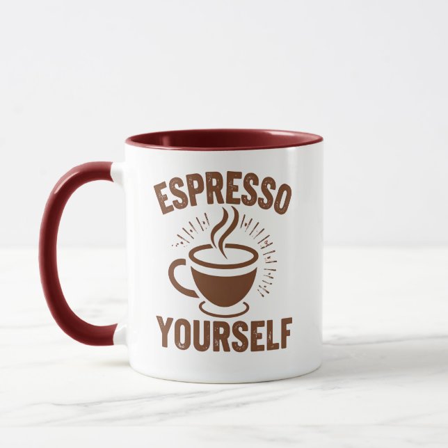 Retro Coffee Lover Motivational Quote Mug (Left)