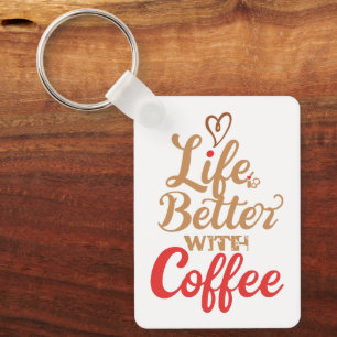 Retro Coffee Lover Typography Key Ring