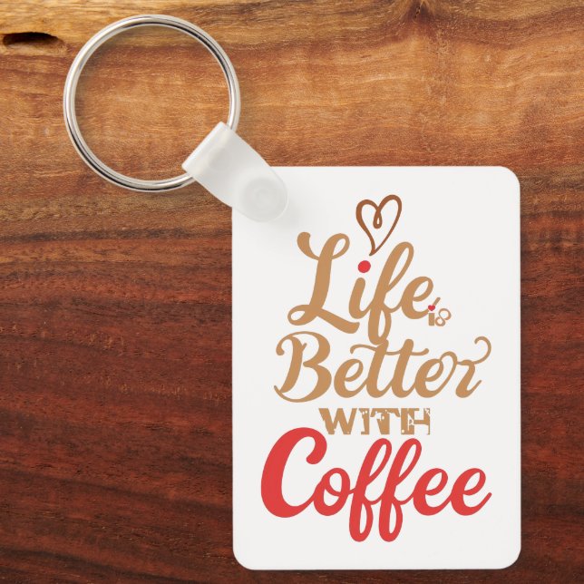 Retro Coffee Lover Typography Key Ring (Front)