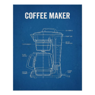 Retro Coffee Machine Patent Blue Print
